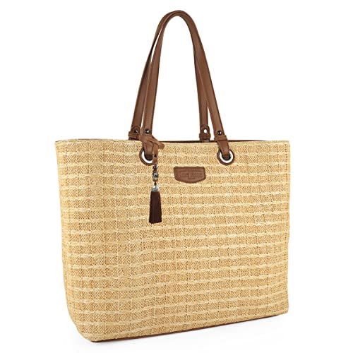 Lois - Bolso Mujer - Bolsos Mujer de Marca Bolso Mujer Mediano. Bolso Shopper Mujer. Bolsos de Mujer de Poliéster - Bolso Tote mujer 601381, Beige