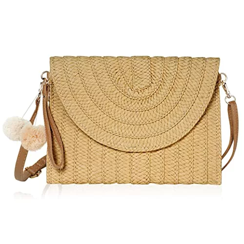 Aucuu Bolsa de Bandolera de Paja