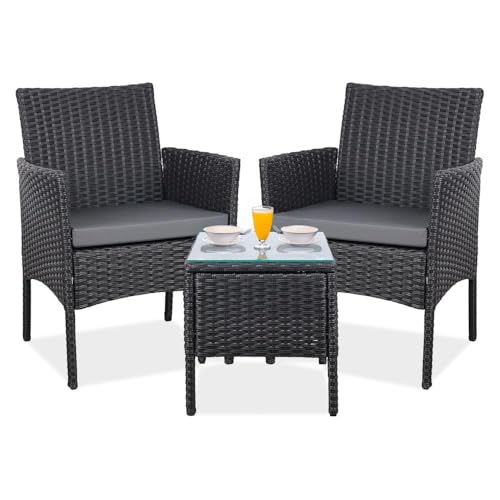 YOEVU - Set de Jardín de Ratán 3 Piezas 