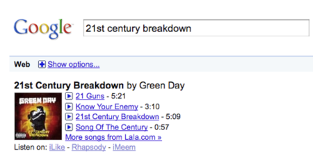Google Music Search no es una tienda de música propiamente dicho