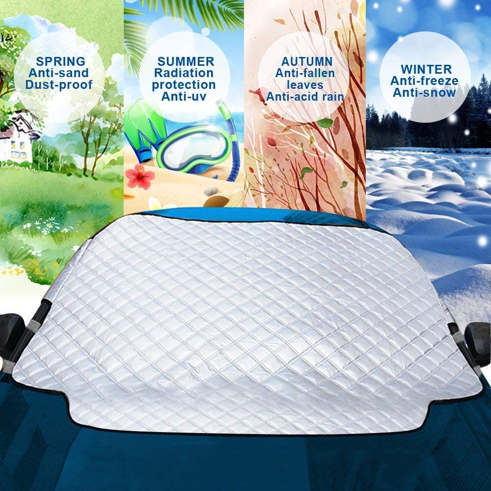 Protector de Parabrisas, Exqline Magnético Cubierta de Parabrisas con imán Cubierta para Coche, Protege de Hielo, Nieve Viento y Lluvia, Funda Plegable Parabrisa Delantero Universal, 183 cm x 116 cm