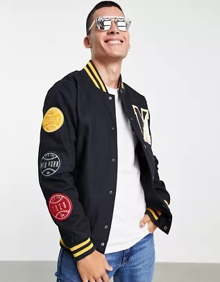 New Era Heritage Varsity Jacket In Navy