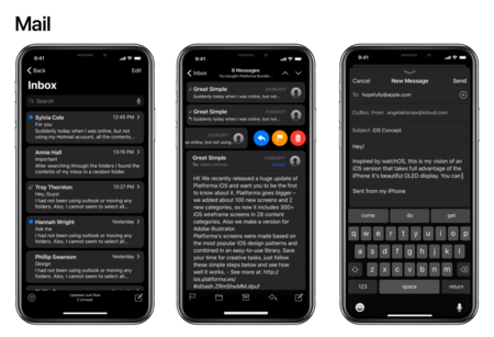 Concepto Ios Oscuro Mail