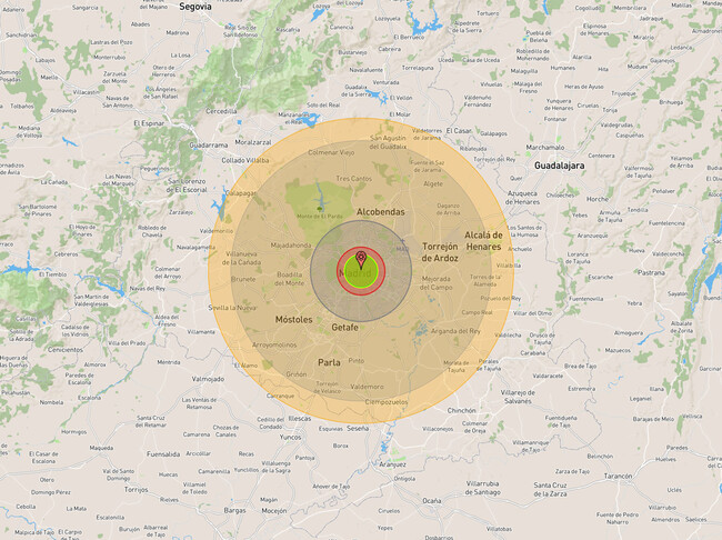 El impacto que tendría una bomba nuclear en cualquier ciudad de España