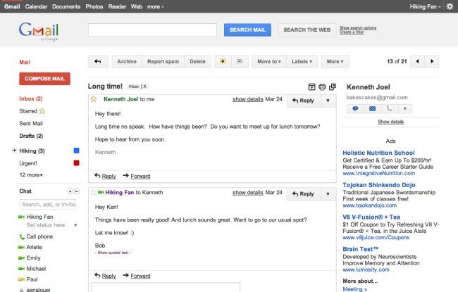 Nuevo diseño en Gmail