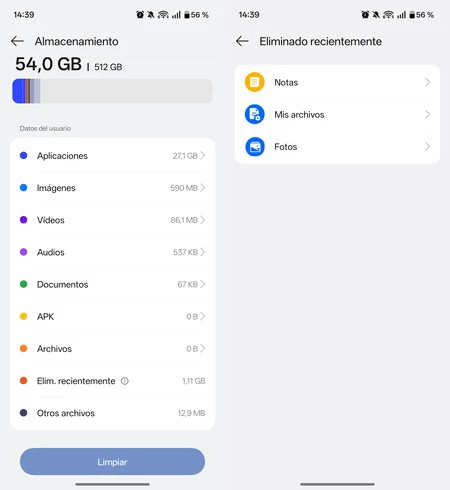 Capturas Papelera Android