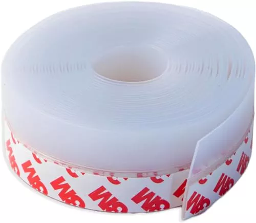 Dpm Tapes - Burlete Bajo Puerta de Silicona con Adhesivo 3M, Junta Recortable Anticorrientes para puertas, ventanas y mamparas compatibles, 35 mm x 5 m, Transparente