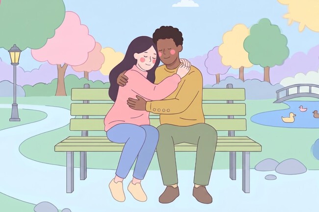 Pareja Abrazada En El Parque