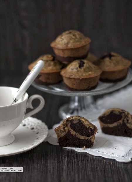 Muffins de cacao y plátano. Receta vegana