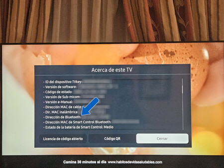 Menú ajustes Bluetooth Smart TV Samsung