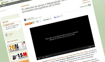 ¿Por qué el videoclip de Megaupload viene y va de YouTube?