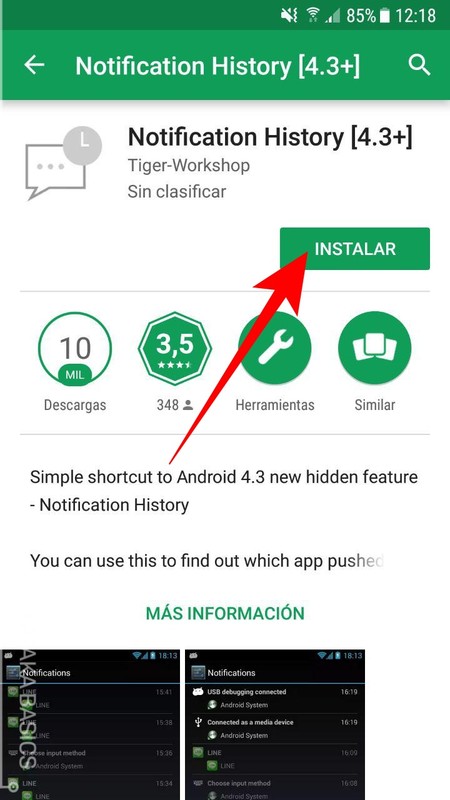 Descarga Notification History