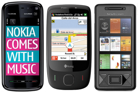 Todos los precios con Vodafone del Nokia 5800, HTC touch 3G y XPERIA X1