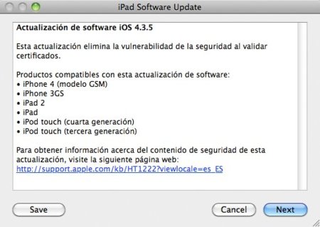 Apple publica iOS 4.3.5 por sorpresa