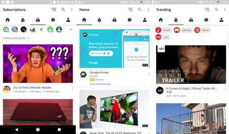 YouTube para Android cambia el rojo por el blanco en su interfaz, próximamente el modo oscuro