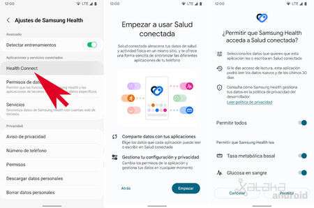 Sincronizar Samsung Health con Salud Conectada