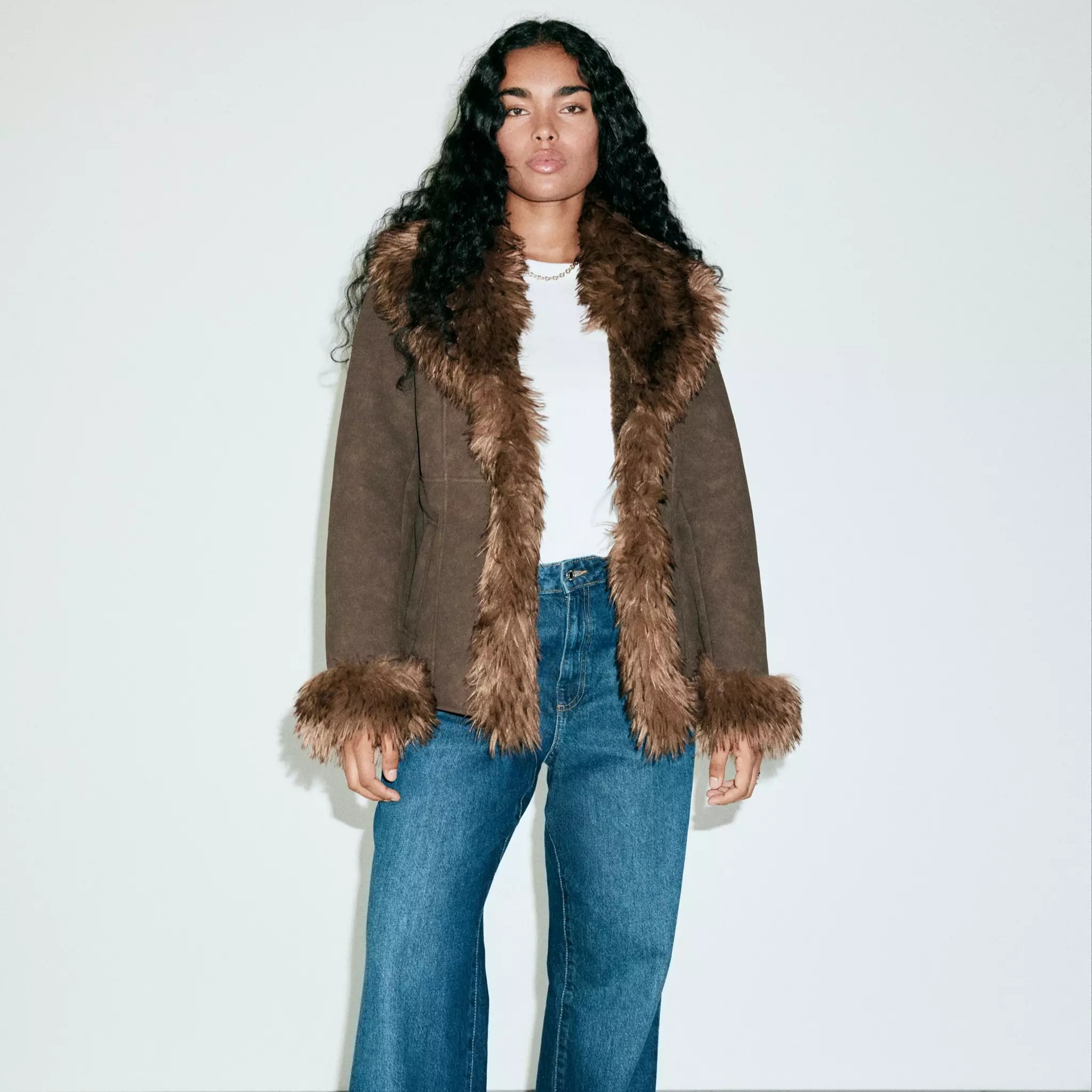 Chaqueta efecto ante pelo
