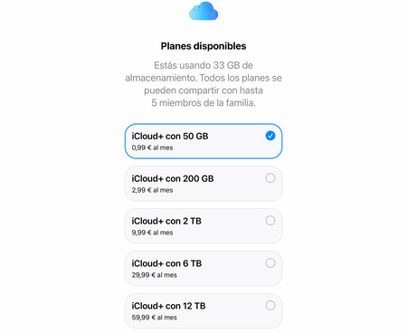 Rangos de precios actuales de iCloud+ en España