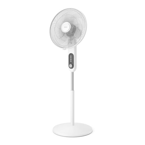 Philips Ventilador de Pedestal Serie 1000 - Potente y Silencioso, 38 dB, Altura Ajustable, Inclinable y Giratorio, Temporizador, Blanco (CX1220/00)