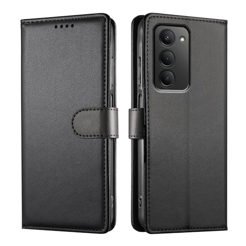 JUNETOP Funda para Xiaomi Redmi 15 4G/5G, Carcasa Libro con Tapa Piel Cuero PU de Calidad [Protección RFID] - Negro