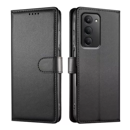 JUNETOP Funda para Xiaomi Redmi 15 4G/5G, Carcasa Libro con Tapa Piel Cuero PU de Calidad [Protección RFID] - Negro