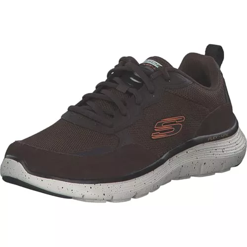 Skechers Tenis Flex Advantage 5.0 para Hombre, Malla de Gamuza marrón Duraleather Ribete Negro, 40 EU