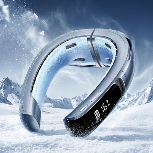 RANVOO AICE LITE MAX 2026 Aire Acondicionado de Cuello con IA, Enfriamiento Real Rápido, Ventilador de Cuello Recargable 6000mAh, Flujo de Aire 720°, Regalo de Verano para Mamá, Bleu Glacier