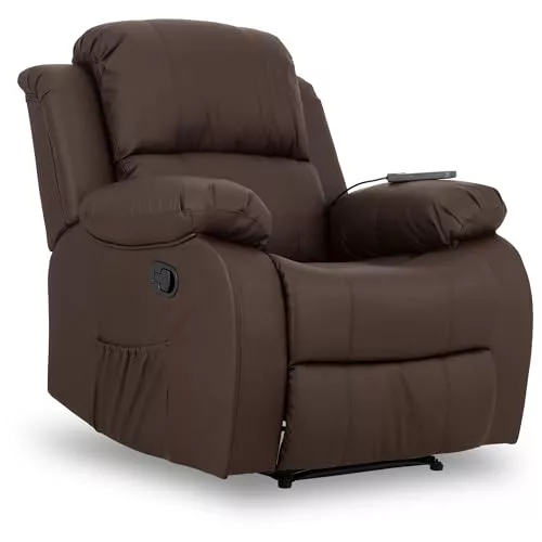 Don Descanso - Sillón Masaje Relax Calor Trevi Choco Reclinable 160º con 8 Motores Silenciosos