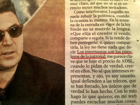 Loquillo: "los internautas son los pistoleros de la patronal"