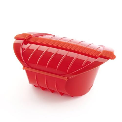 Lékué Estuche Vapor hondo, silicona platino Rojo, 3-4 personas