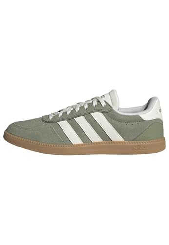 adidas Mujer BREAKNET Sleek Shoes, Tent Green/Core White/Gum 3, 39 1/3 EU