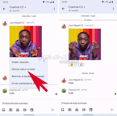 Google チャットを未読としてマークする