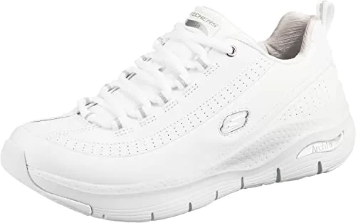 Skechers ARCH FIT CITI DRIVE, Zapatillas para Mujer, White Leather / Silver / White Trim, 37 EU