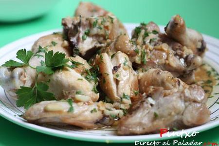 Pollo al ajillo. Receta