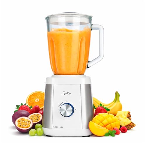 Jata BT797 Batidora de Vaso 1300 W, Capacidad 1,5 L, Cuchilla Dentada de Acero Inox, Cuerpo de Acero Inoxidable, 2 Velocidades + Pulse, Pica hielo