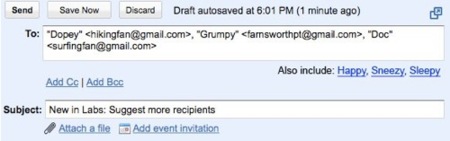 Gmail recomienda destinatarios para nuestros correos