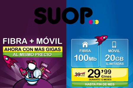 SUOP aumenta los gigas de sus combinados de fibra y móvil, y repite promoción con 25% de descuento el primer año