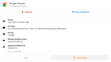 Instalación de un bundle de Google Chrome usando la app APK Mirror
