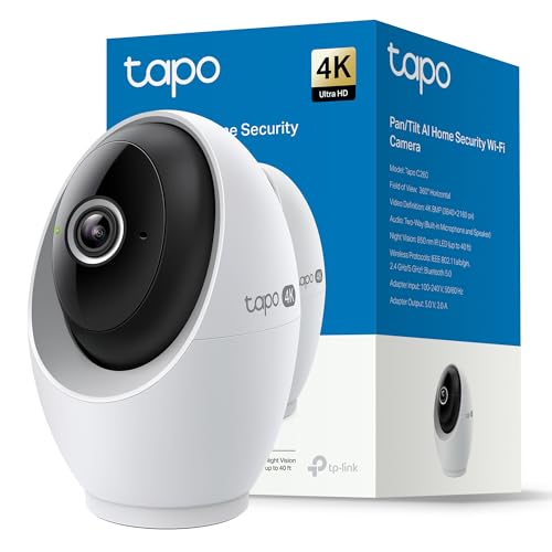 Tapo C260 - Indoor WiFi Surveillance Camera, Home Security, 4K 8MP 360°, AI Detection, Local/Cloud Recording, Physical Privacy, 18x Zoom, Tracking, Two-Way Audio, microSD