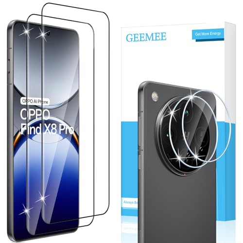 GEEMEE 2+2 Piezas Protector de Pantalla para OPPO Find X8 Pro y Protector de Lente de Cámara