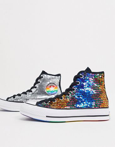 Zapatillas de deporte abotinadas con lentejuelas en 2 direcciones  Chuck 70  Rainbow Pride de Converse