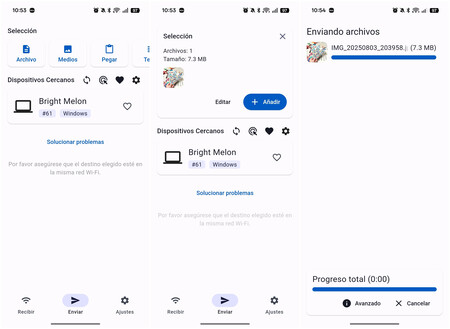 Interfaz de LocalSend en Android | Imagen: Xataka