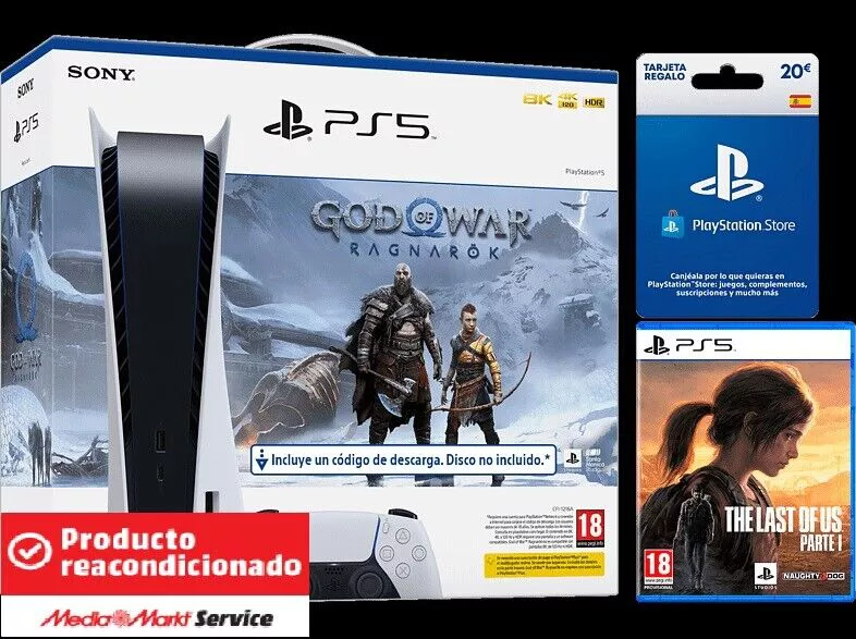 PS5 + God Of War: Ragnarok + The Last Of Us Parte1 + Tarjeta 20€ 