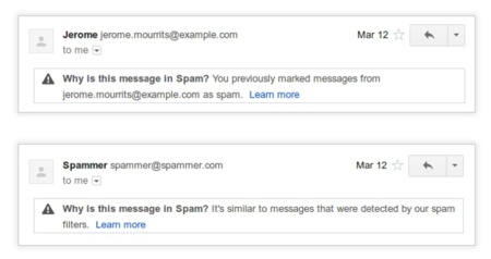 Gmail nos dice por qué ha filtrado un correo como SPAM