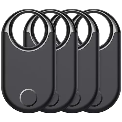 Smart Tracker Air Finder Tags 4 Pack, Buscador de Objetos Bluetooth Funciona con Buscar Apple (sólo iOS), Localizador Bluetooth, Rastreador para Llaves, Cartera, Equipaje, Batería Reemplazable.