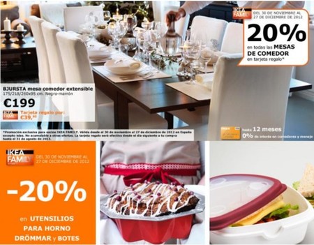 20% de descuento en sartenes, utensilios para horno y todas las mesas de comedor de Ikea