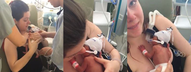El hermoso y emotivo vídeo en el que una madre abraza a su bebé prematuro por primera vez