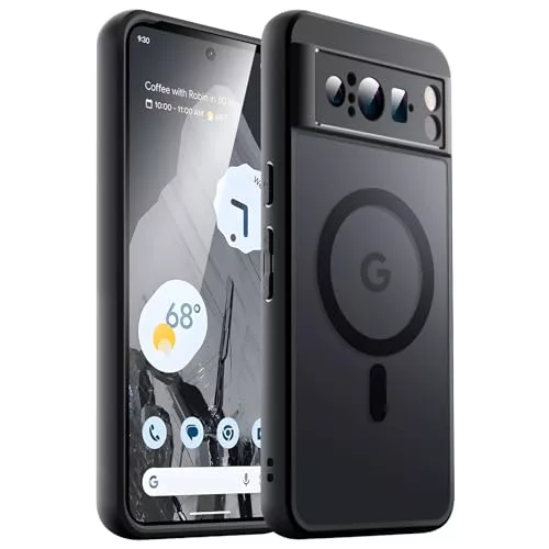 JETech Funda Magnética para Google Pixel 8 Pro 6,7 Pulgadas 2023, Compatible con MagSafe, Carcasa Antigolpes Translúcida Mate Respaldo (Obsidiana)