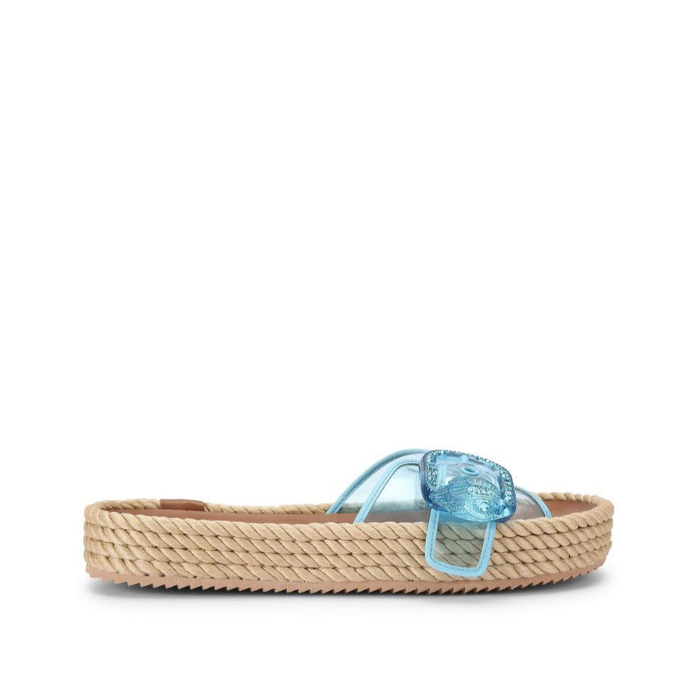 Sandalias planas de mujer mayfair rope slide con hebilla Azul Kurt Geiger