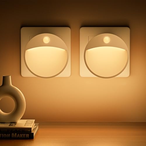 Yuinzin Luz Nocturna Luz con Sensor de Movimiento y Crepuscular, LED Enchufable, Brillo Regulable - 2 Unidades, Ideal para Dormitorio, Habitación Infantil, Bebé, Baño, Pasillo y Escaleras